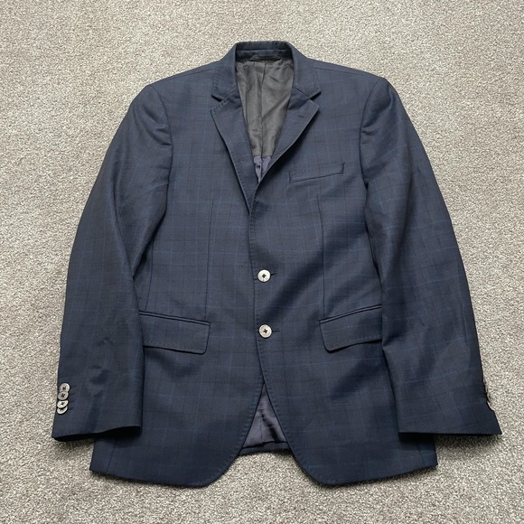 Hugo Boss Blazer Mens 38R Wool Check Classic Fit Two Button Sport Coat Jacket - Picture 1 of 15
